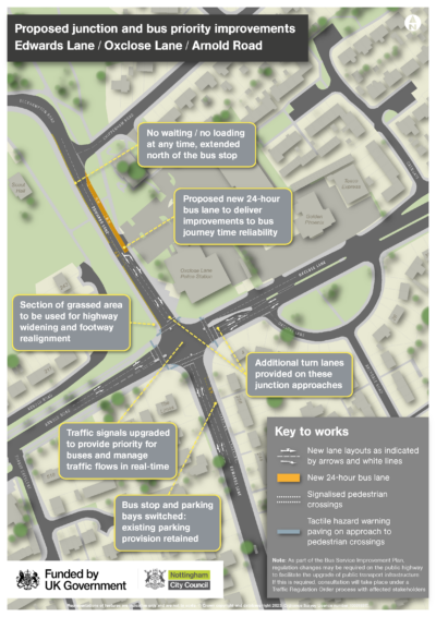 Map showing Edwards Lane and Oxclose Lane junciton improvements