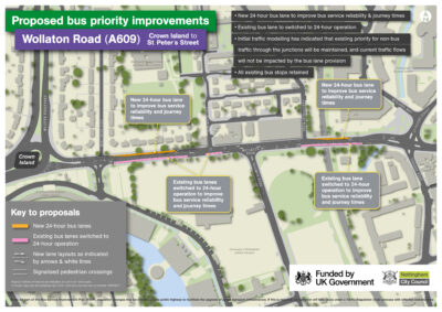 Map showing proposals for junction improvements on Wollaton Road